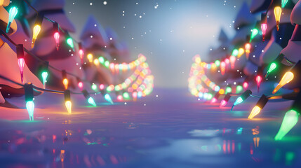 Lights Christmas isometric Cartoon 3D