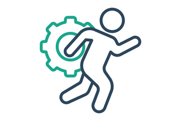 Action icon. line icon style. run with gear. icon related to motivation. success elements vector illustration