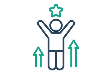 Motivation icon. line icon style. person with up arrow and star. icon related to motivation. success elements vector illustration
