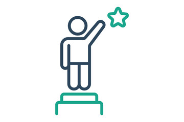 Ambition icon. line icon style. person with podium and star. icon related to motivation. success elements vector illustration