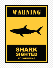 Warning of shark sign banners on transparent  background, vector illustration