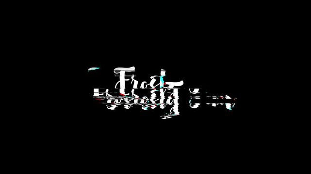 Christmas Quote Frosty Fun. Animated Stylish Cursive Typography Text Glitch Effect on Black Background