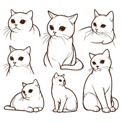 Minimalist Cat Line Art Collection - Elegant Poses for Cat Lovers