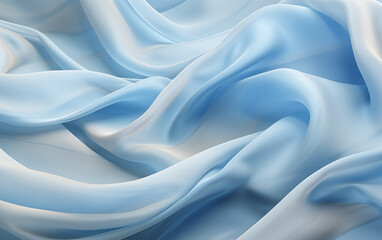 Obraz premium An intricate display of soft blue waves, a bright and glowing textile pattern with a luxurious luster. The sublime curves and delicate folds create an ambience of opulence