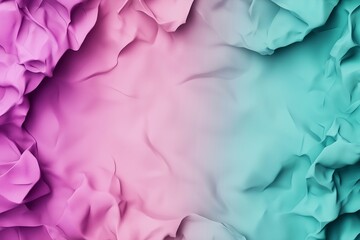 A vaporwave gradient texture with crumpled neon pink and teal fabric-like folds, creating a textured, abstract background with a retro and futuristic feel