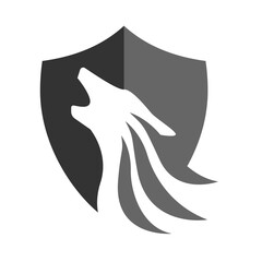 shield wolf head logo design vector sign concept illustration