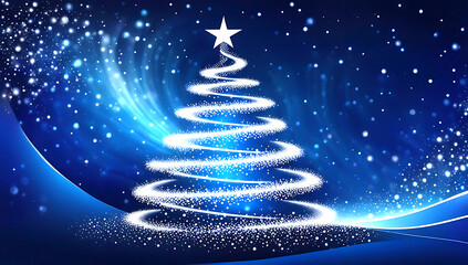 Christmas trees made of interconnected glowing lines and dots, resembling a network or constellation, positioned on either side of the image ,festive holiday theme