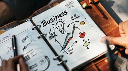 Fototapeta premium Business Ideas in a Notebook