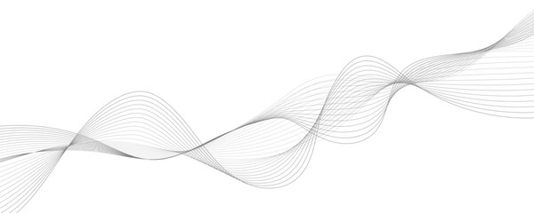 Abstract wave element for design. Digital frequency track equalizer. Stylized line art background. Vector illustration. Wave with lines created using blend tool. Curved wavy line, smooth stripe.