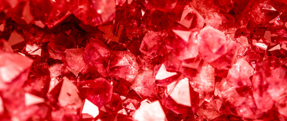 Amethyst red crystals. Gems. Mineral crystals in the natural environment. Texture of precious and...
