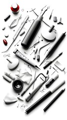 Fototapeta premium Medical tools and equipment on white background.