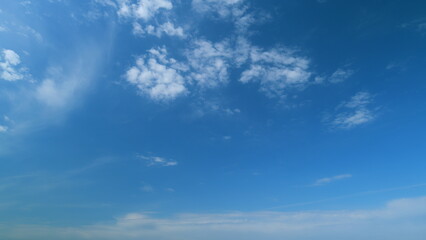 Majestic amazing sky with summer clouds. Nature weather blue sky. Timelapse.