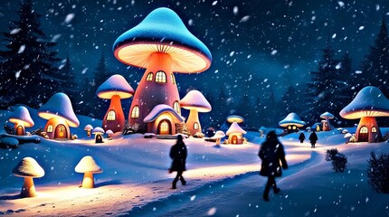 mushroom house in winter