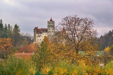 Obraz premium View of Bran Castle in Brasov neighbourhood in Romania.