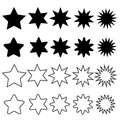 Star icon vector set. Twinkling star illustration sign collection. Sparkles symbol. Shining burst logo.