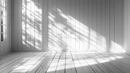 Obraz premium Wooden flooring and walls, window shadows