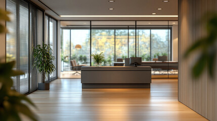 Fototapeta premium Front desk lobby of modern office buildings