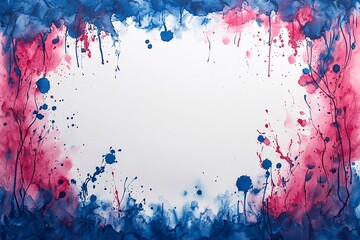 Fototapeta premium Watercolor splashes on a white background with a large empty space for text on the right.