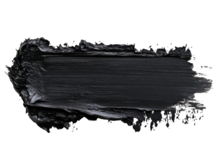 Black paint stroke on white backdrop, bold artistic expression, emphasizing contrast and texture, ideal for design and creative projects.