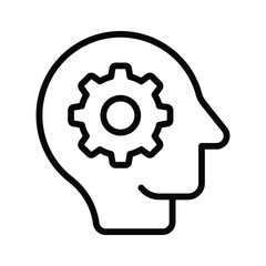 A head with a gear, representing strategic thought and planning