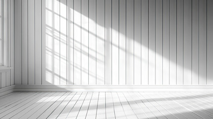 Fototapeta premium Wooden flooring and walls, window shadows