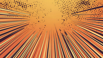Obraz premium An abstract comic book-inspired background in warm brown tones with an explosive zoom effect, featuring splattered textures and dynamic radial lines, creating a sense of movement and visual impact.