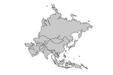 Map of Asia for website layouts,background,education, precise,customizable,Travel worldwide,map silhouette backdrop,earth geography, political,reports.Vector illustration map.