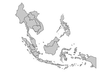 Southeast Asia Country for website layouts,background,education, precise,customizable,Travel worldwide,map silhouette backdrop,earth geography, political,reports.Vector illustration map