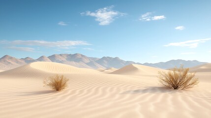 Fototapeta premium Explore the breathtaking beauty of sandy dunes and majestic mountains in nature's desert landscape