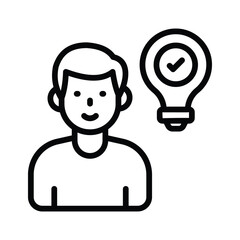 Person with a lightbulb, symbolizing ideas and creative thinking