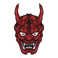 red demon oni vector logo