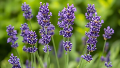 Close-up of Purple Lavender Flowers in a Garden