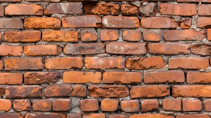 Fototapeta premium Rustic Industrial Brick Wall, featuring a weathered texture, uneven mortar, and raw aesthetic, perfect for enhancing urban or vintage-themed designs and settings.