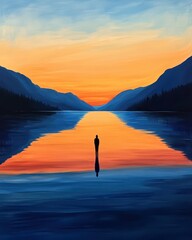 Mesmerizing dawn over a vast lake, reflecting tranquility and the profound beauty of nature's awakening.