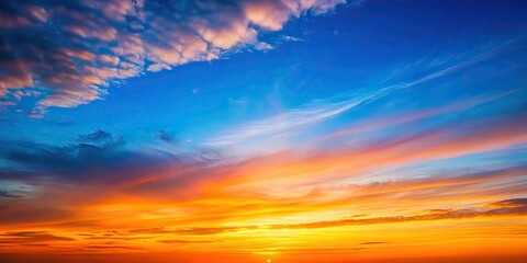 Obraz premium Sunset sky gradient from orange to blue, Sunset, sunrise, sky, background, nature, gradient, colors, orange, blue, peaceful