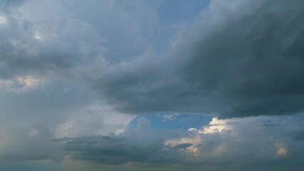 Global warming climate change. Thunderstorm in tropical summer with scary and moody sky. Timelapse.