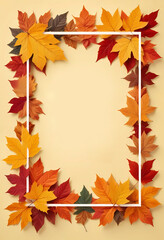 Colorful autumn leaves frame