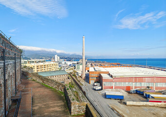 Fototapeta premium Savona, Italy - not far from the border with France and main center of the Italian Riviera, Savona displays a wonderful skyline and harbour 