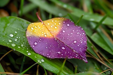 Captivating leaf with raindrops shines brightly