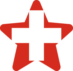 Switzerland Flag In Star Shape