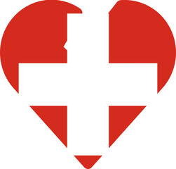Fototapeta premium Switzerland Flag On Broken Heart Icon