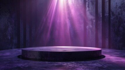 Obraz premium A purple stage with a spotlight shining on it. Generative AI
