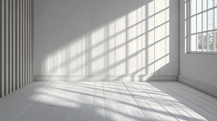 Fototapeta premium Wooden flooring and walls, window shadows