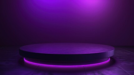 A purple stage with a purple background. Generative AI