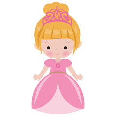 Cute little princess girl  vector cartoon flat style illustration