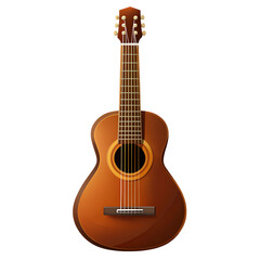 Obraz premium Guitar, brown with strings and visible fretboard isolated on a transparent background