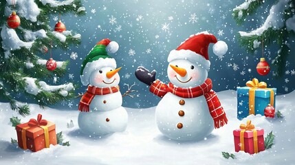 Charming Children's Christmas Card with Bright Colors, Playful Designs, and HD Quality - Perfect for Spreading Holiday Cheer