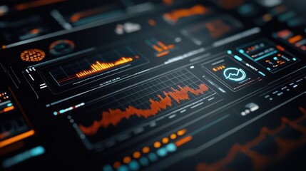 Investment analysis with sleek digital graphs and financial icons, futuristic finance, 3D illustration