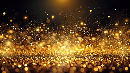 Obraz premium Glamorous golden particles on a black background, glamorous, golden, particles, black, background, elegant, luxury