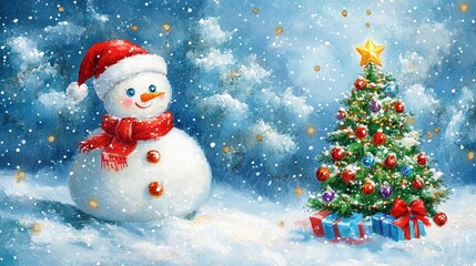 Charming Children's Christmas Card with Bright Colors, Playful Designs, and HD Quality - Perfect for Spreading Holiday Cheer